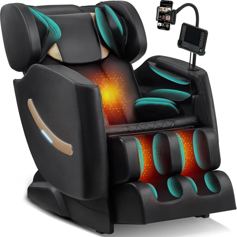 Massage Chair Full Body - Zero Gravity Massage Chair with 4D L-Track Roller System, Full Body Air Compression, Heat Therapy & Sm