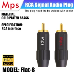 HiFi MPS Flat-8 Audio Copper 24K Golden Plated RCA plug lotus For 8mm cable for CD DVD Amplifier DAC plug