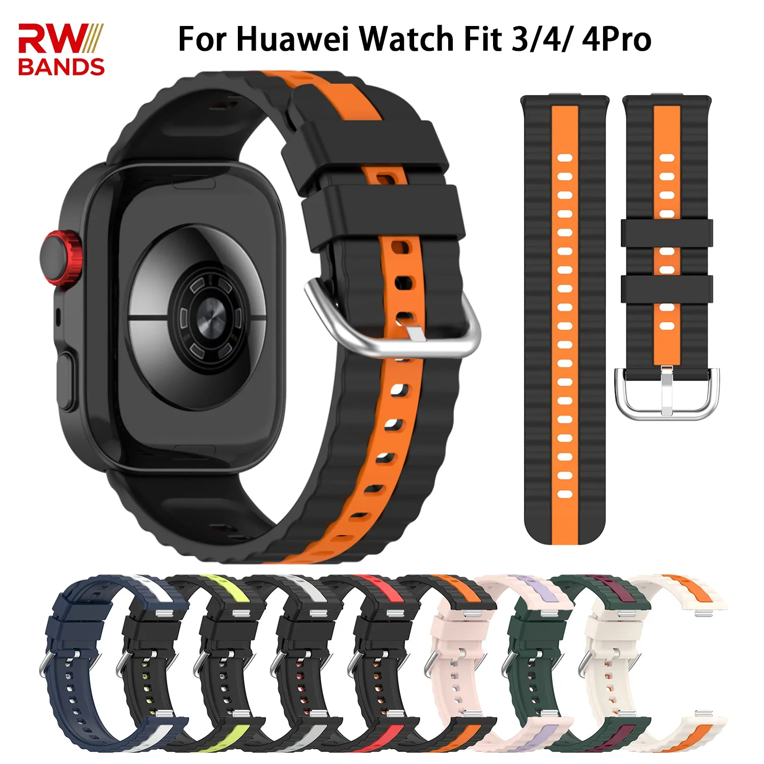 Originalarmband für Huawei Watch Fit 4 Pro Uhrenarmband Correa Fit 4, Silikon-Sportarmband für Huawei Watch Fit 3/4/4Pro Band