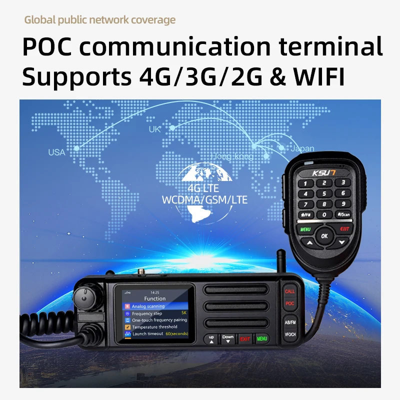 Op een voertuig gemonteerde radio werkt met Zello Public Network Intercom System Unlimited Range draadloze communicatieapparatuur KSUN