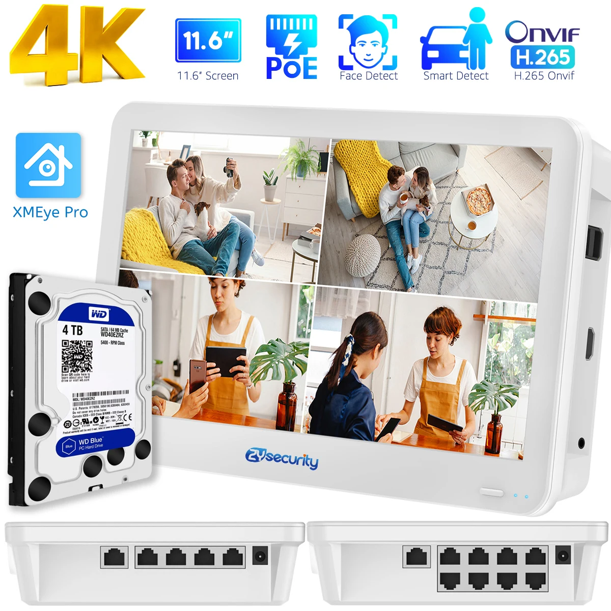4K 8MP PoE NVR with 12