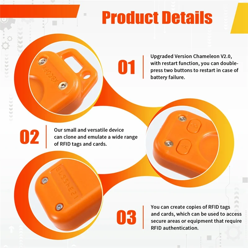 B04C-Restart Chameleon V2.0 RFID Emulator 125Khz 13.56Mhz Smart Chip Reader+ 6UID Keychain Chameleon Ultra RFID Card Duplicator