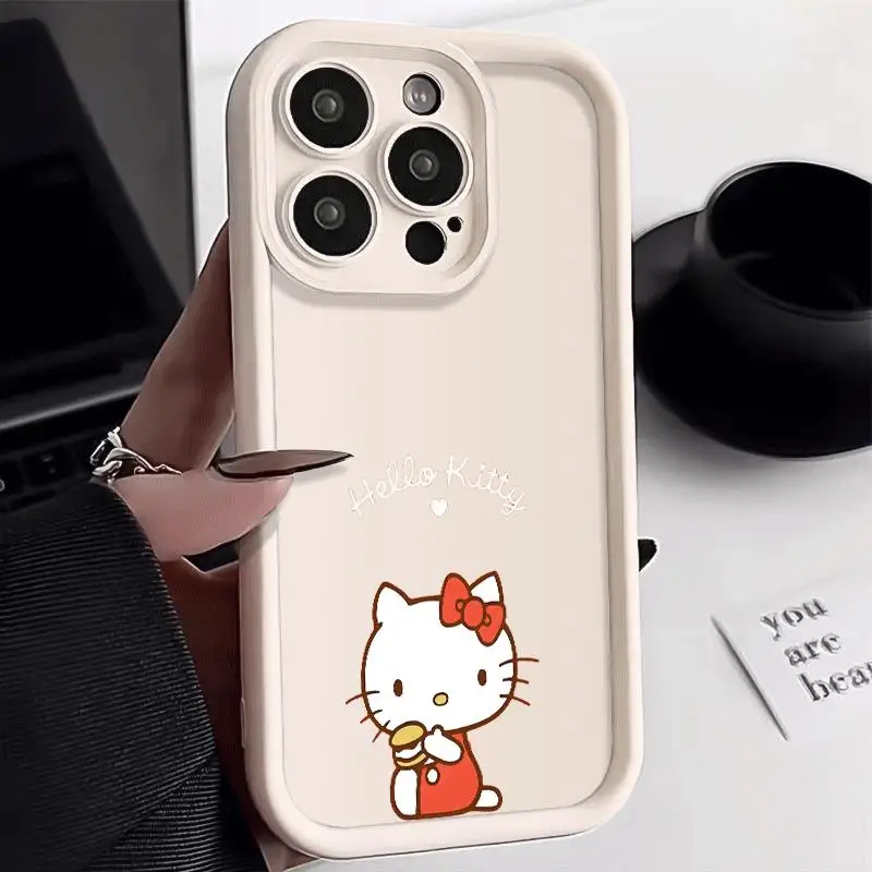 Floral Cute Y2K Sanrio Hello Kitty for Apple Iphone 16 15 14 13 12 11 XS XR X Pro Max Plus Slip Anti Fall Measures Purple Case