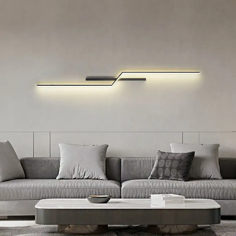 Modern Minimalist Strip LED Wall Lamp Lights Lighting For Bedroom Bedside Living Room Grille TV Sofa Lobby Background Decor