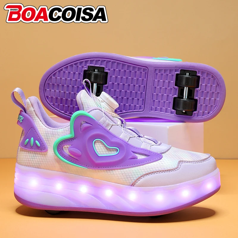 

Walking Shoe Girls Pink Roller Skate Shoes for Women Childrens 4 Skate Shoes USB Light Comfortable Sneakers Outdoor Sport