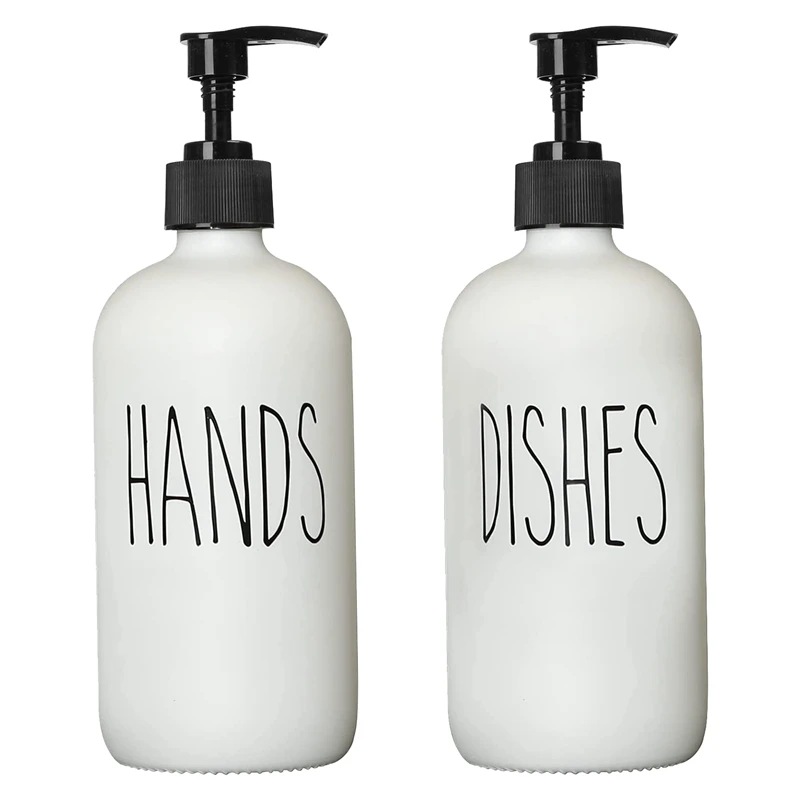 Soap Dispenser Set 2 Pack,Contains Dish Soap Dispenser And 16 Oz Glass Soap Dispenser With Pump