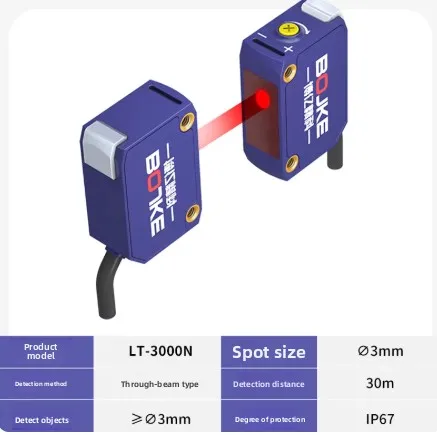 BOJKE DT-1500N Industrial Automation Optical Sensor Red Laser Beam Diffuse Reflection Square Photoelectric Switch Sensor NPN/PNP