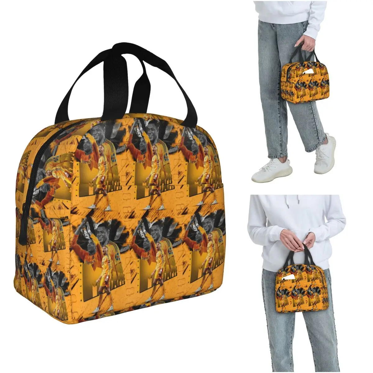 Football KM Mbappe Soccer Insulated Lunch Bag for Women Children Leakproof Food Boxes Thermal Lunch Box Tote