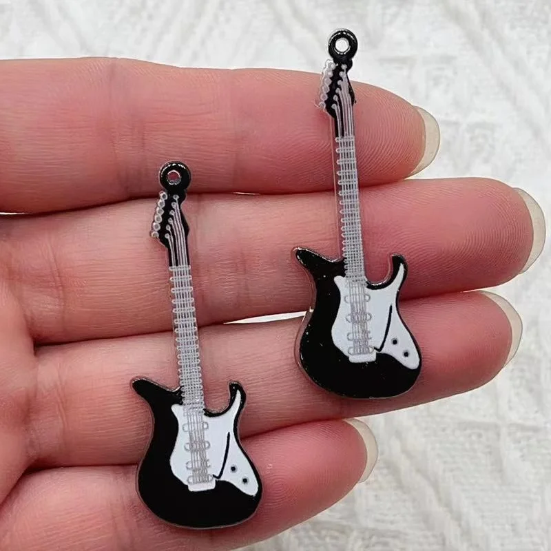 10PCS acrylic guitar pendant shiny and fashionable Kawaii pendant DIY necklace earrings bracelets keychain accessories