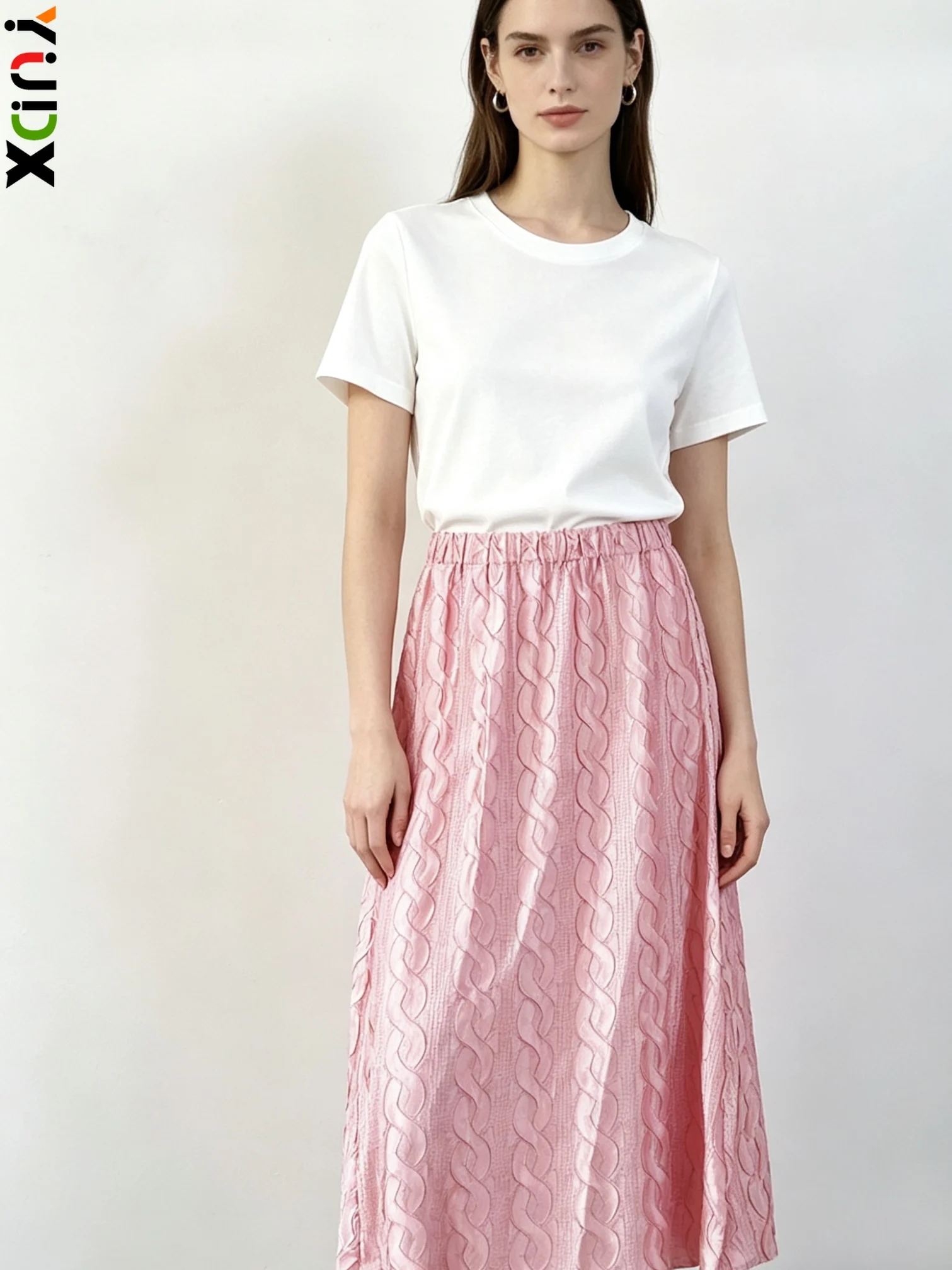 

YUDX Miyake Pleated Women Elastic Waist Midi Skirt Solid Color Casual Loose Summer Vacation Chic Elegant A Line Skirt Hot Sale