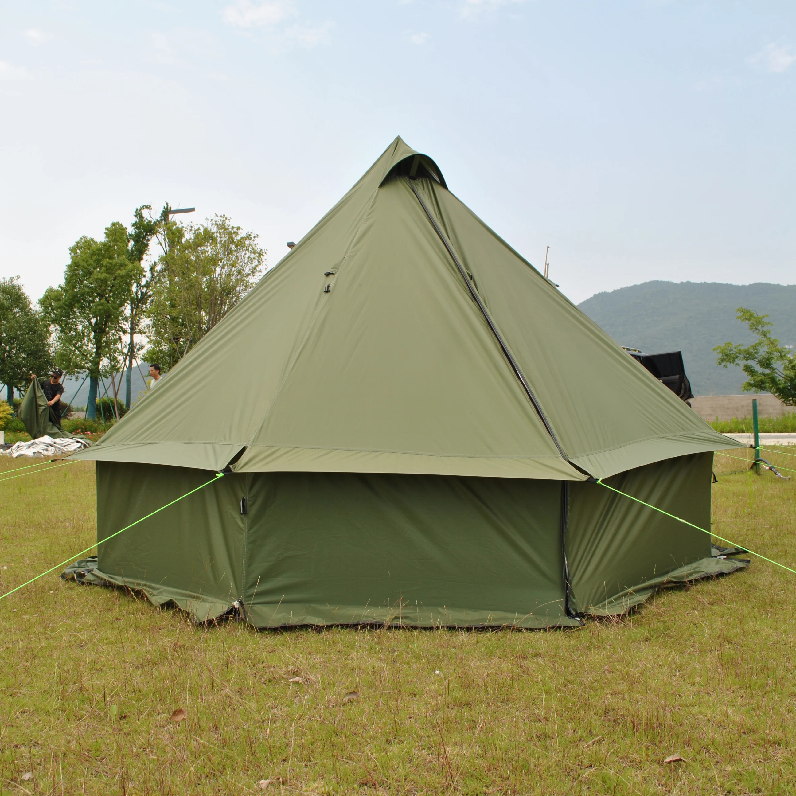 Tienda de campaña con estufa, tienda de yurta mongol para 8 personas, tienda mongol para 8 personas, tienda tipi de pirámide con salida de estufa, tienda de campaña con campana para 8 personas