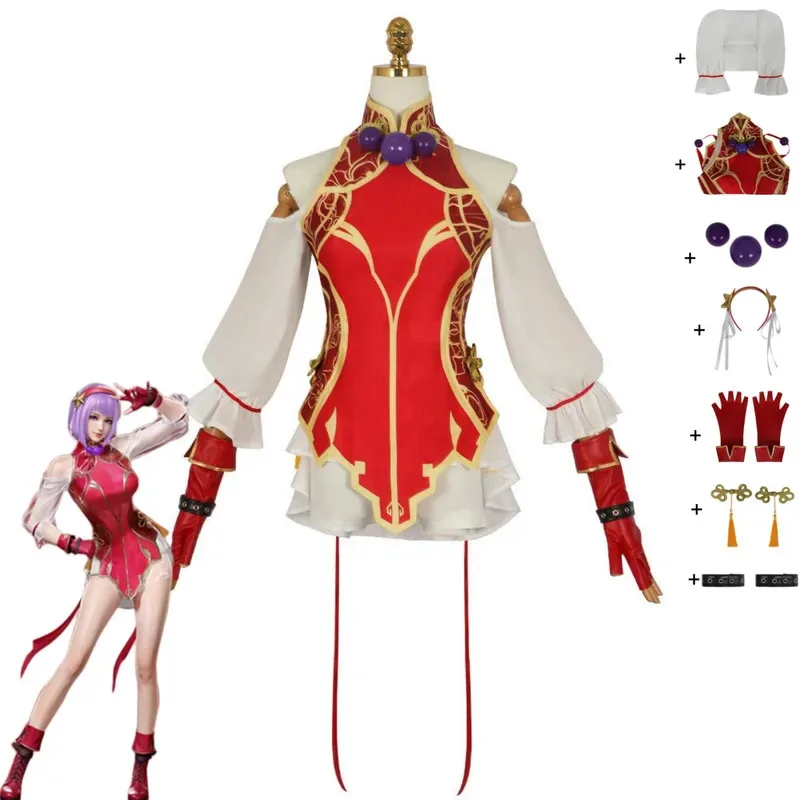 Game Naraka: Bladepoint Kurimi Cosplay Costume Chinese Style Red Cheongsam Dress Headband Woman Sexy Traditional Festival Suits;