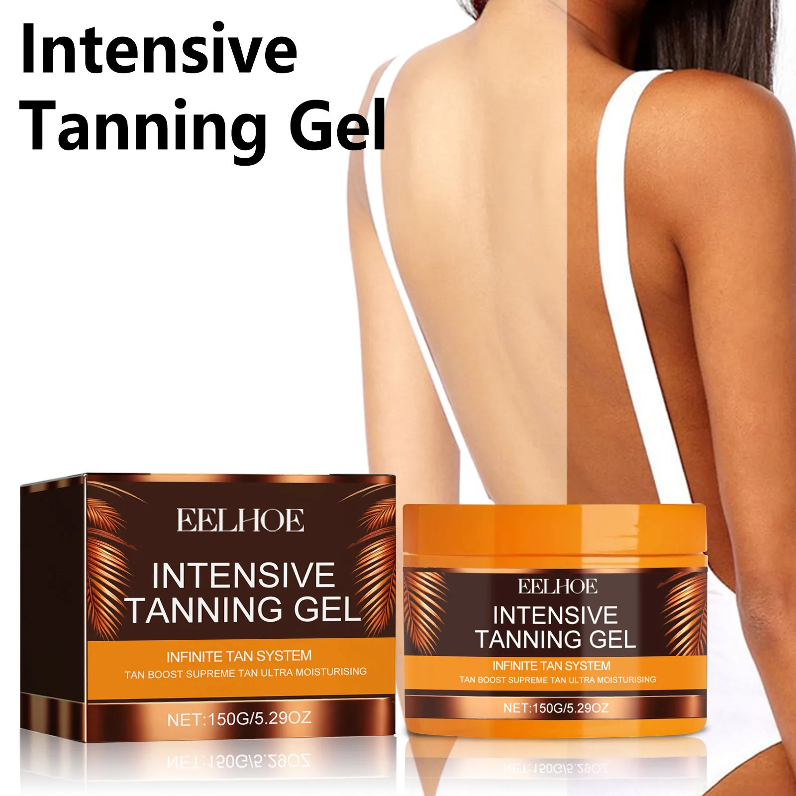 EELHOE Gel de cuidado negro para tomar el sol en la playa ayuda a la textura de bronce de trigo húmedo, ligero y no gris