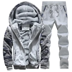 Kalın polar ceket + pantolon erkekler Moleton Masculino eşofman setleri erkekler kış Hoodies Casual kapşonlu sıcak tişörtü + PantsM-4XL