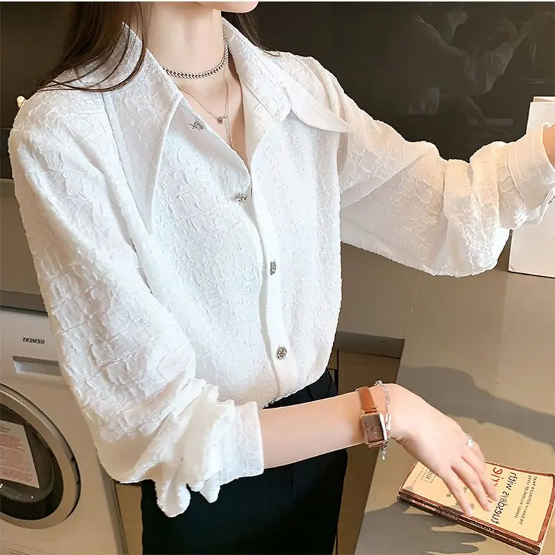 

Chiffon Women's Design Niche Spring Suit 2025 New Long-sleeved Top Professional Temperament Loose White Shirt