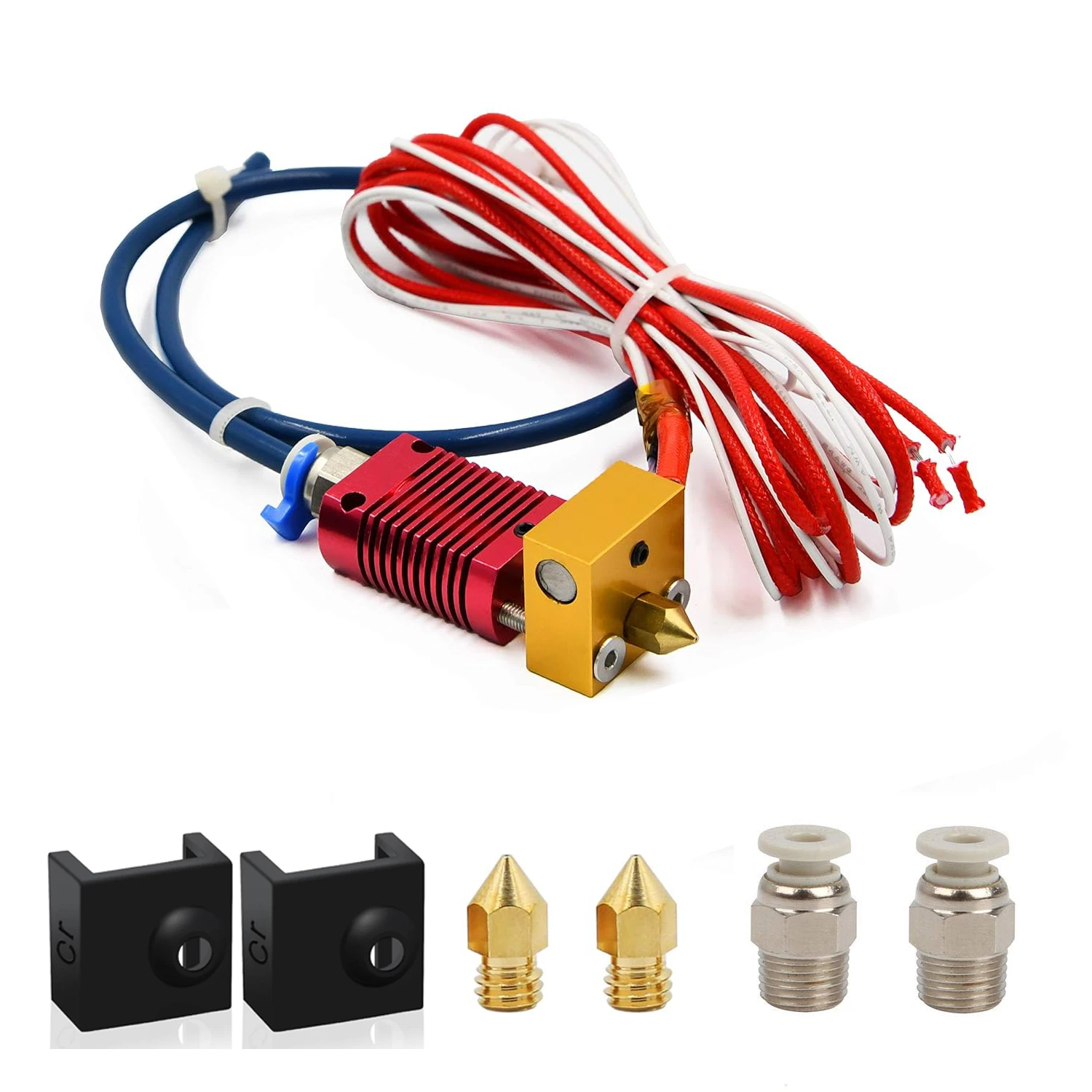 Kit Hotend MK8 de 24V, cabezal de impresión con boquilla de 0,4mm para pieza de repuesto de extrusora ensamblada Creality Ender 3 /Pro/V2