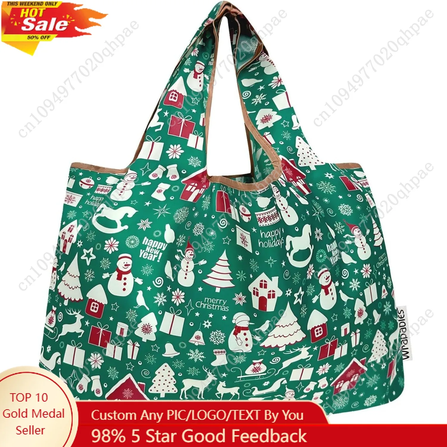 

allydrew Large Foldable Tote Nylon Reusable Grocery Bags