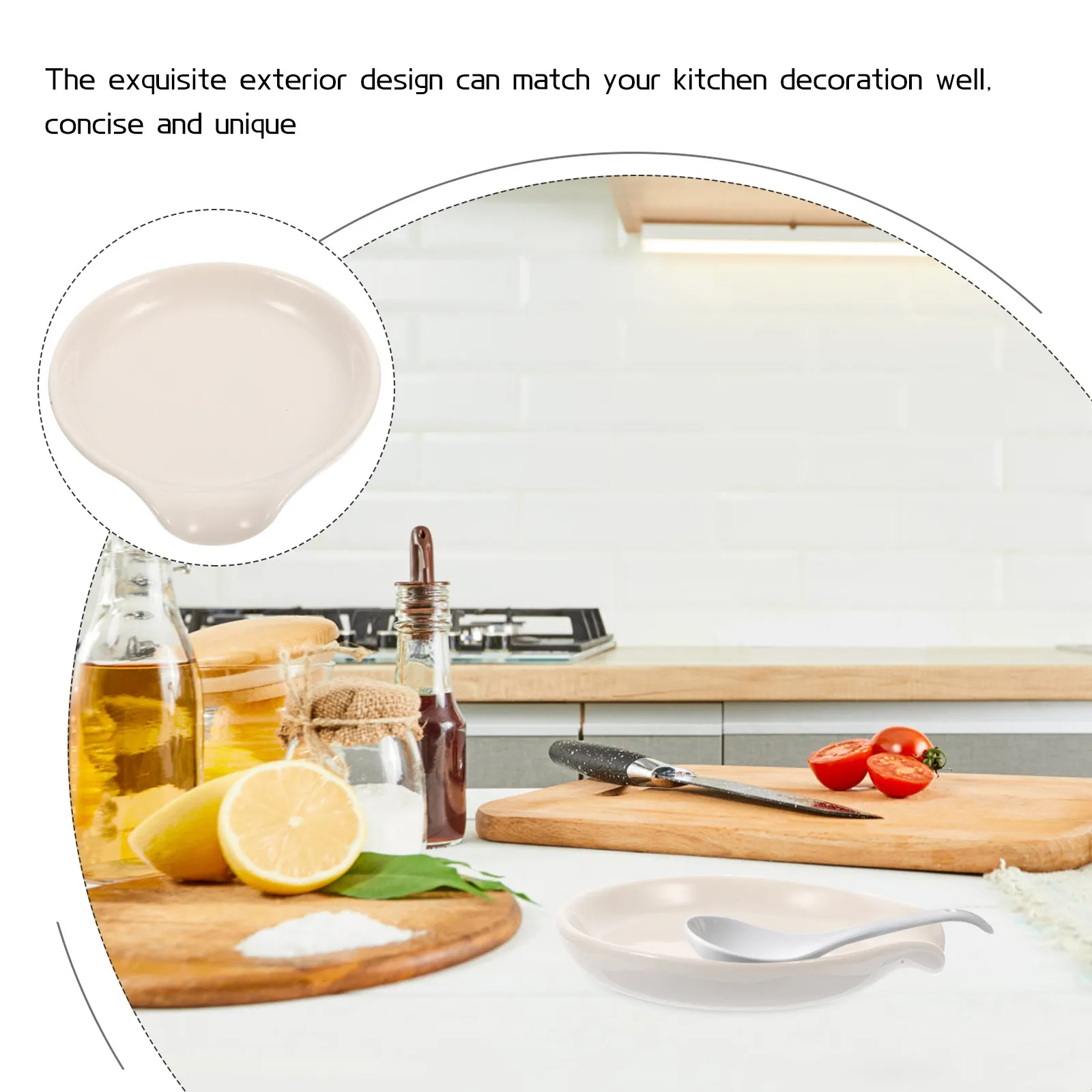 Ceramic Spoon Rest Small Portable Exquisite Design Simple Style Delicate Spoon Stand for Kitchen Countertop Daily Use Household