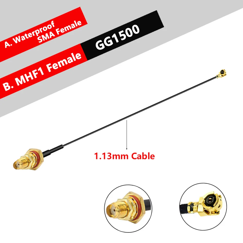 2PCS uFL u.FL MHF Female to Waterproof SMA Female Adapter RF Coaxial Pigtail WIFI Antenna Extension MHF RG1.13MM RG0.81MM Cable