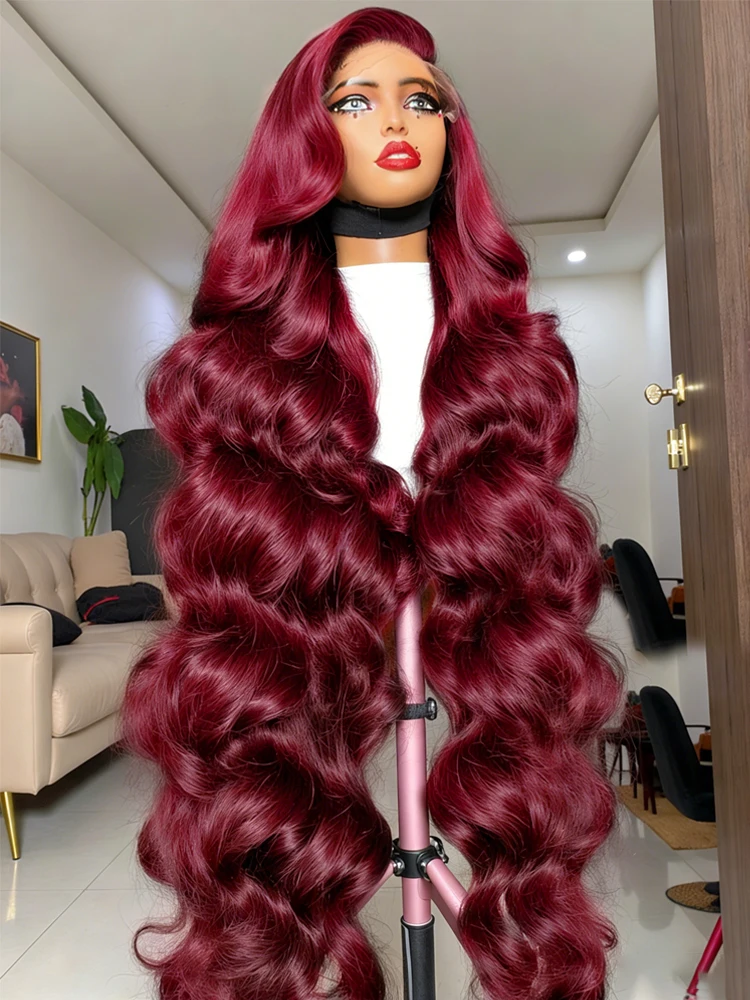 Body Wave 99J Burgundy 13x4 Lace Front Wigs Human Hair 13x6 HD Lace Frontal Wig Pre Plucked 250% Red Wine Colored Wigs For Woman