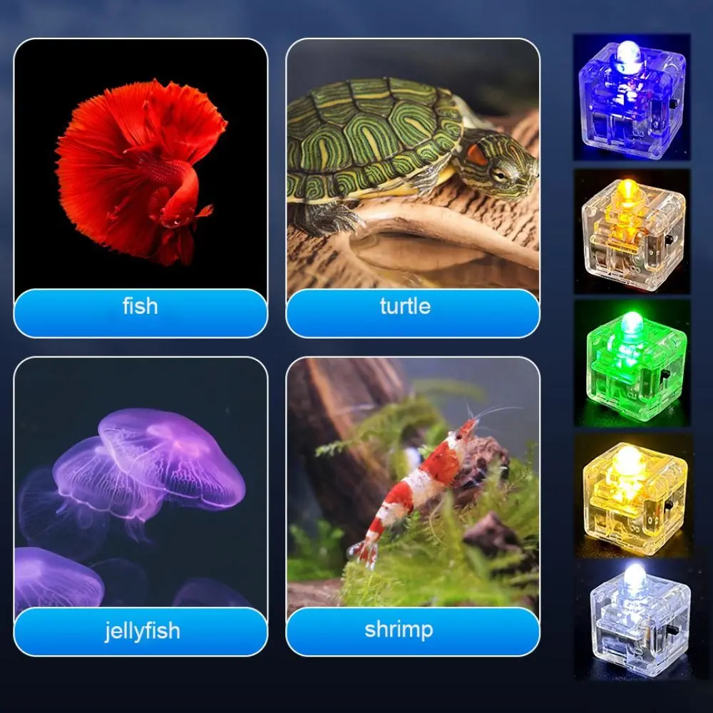 

Mini Fish Tank Candle Lamp Decorative Square Submersible Mini LED Lights Waterproof Colorful Fish Tank Decorative Lamp Fish Tank