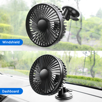 12V/24V Car Cooling Fan 360° Rotating Car Windshield Desk Fan 3 Speed Low Noise Car Back Seat Fan USB Powered