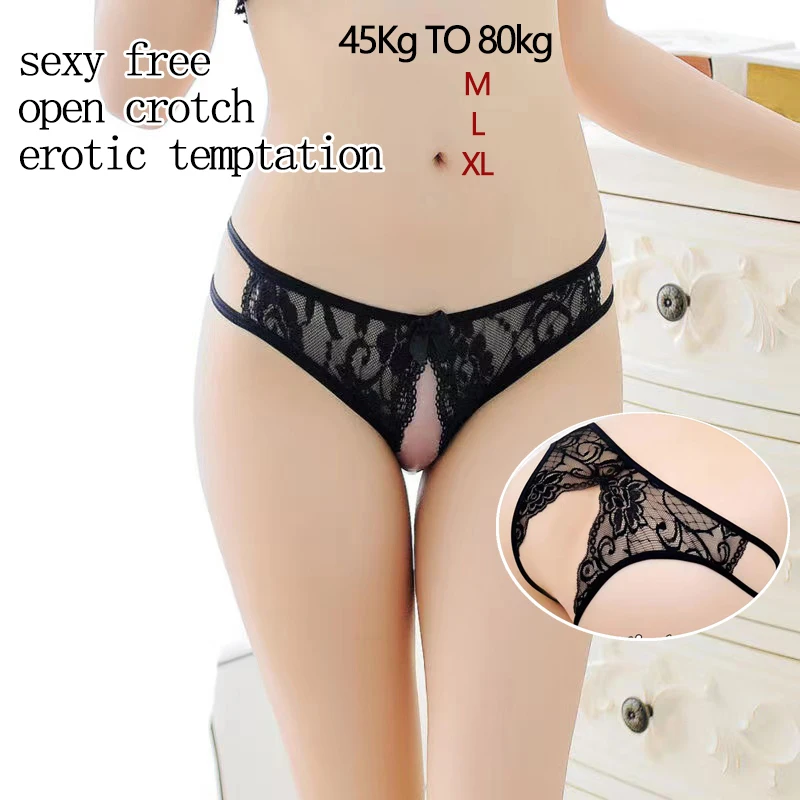 Sexy Open Crotch Panties Women Lace Mesh Lingeries Seamless Low Waist Perspective Briefs Lady Erotic Underpanties