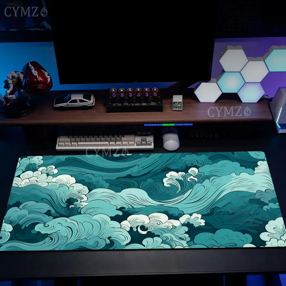 

Коврик для мыши в японском стиле с художественной волной, настольный коврик, нескользящий, прочный, с прошитыми краями, офисные аксессуары, игровой коврик для мыши tapis souris