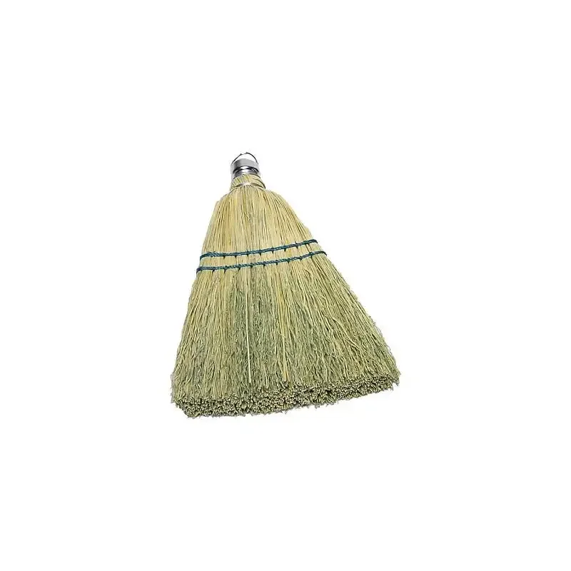 12 Inch Corn Whisk Broom, Yellow, Flagged Natural Bristles for Multi-Surface Sweeping, Remove Dirt and Debris