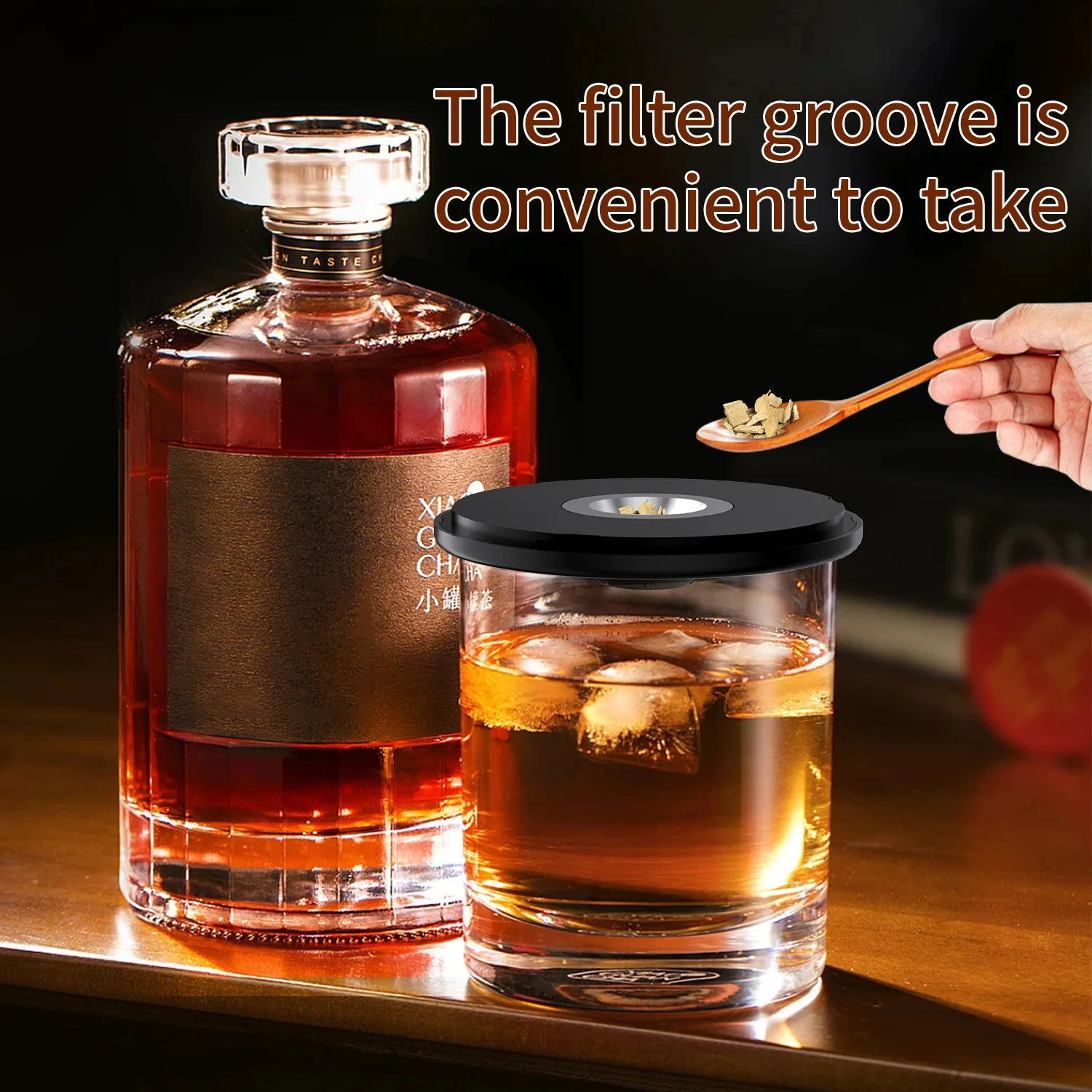 Electric Whiskey Smoker Kit Rechargeable - 6 Natural Wood Chips Flavors,Built-in Lighter,Birthday Bourbon Whiskey Gifts for Men