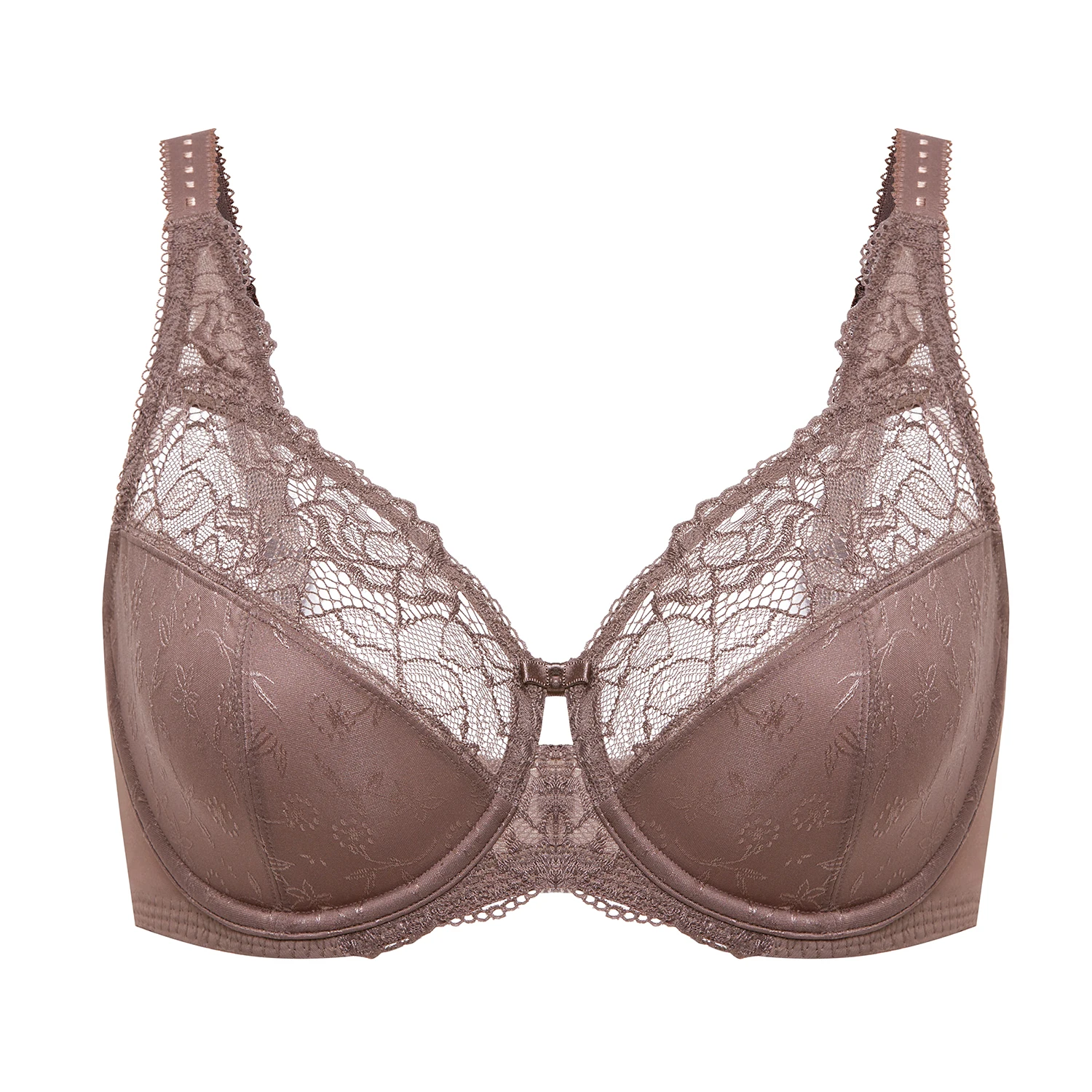 DELIMIRA reggiseno in pizzo minimizzatore taglie forti da donna a copertura totale con ferretto sfoderato floreale