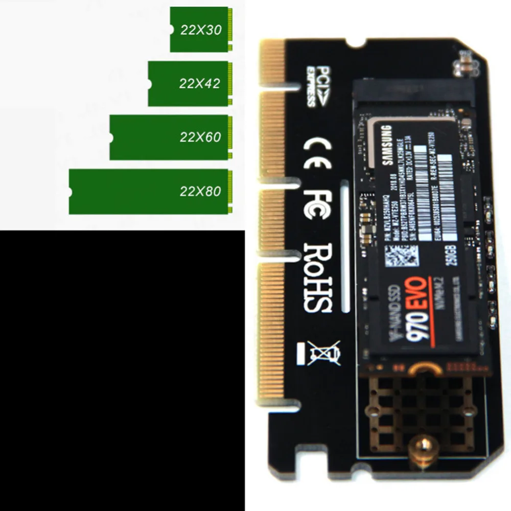 M.2 SSD PCIE Adapter aluminiowa etui ze stopu LED karta rozszerzeń komputer interfejs adaptera M.2 NVMe SSD NGFF do PCIE 3.0 X16 Riser