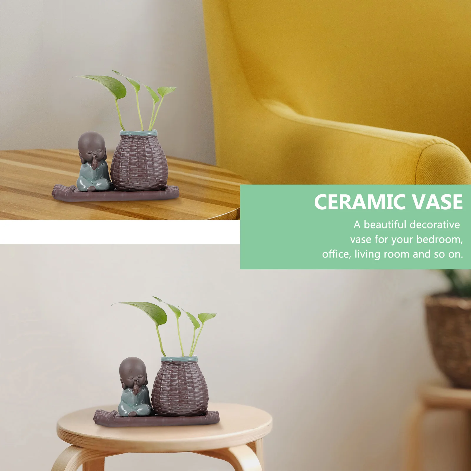 

1Pcs Tabletop Black Ceramic Hydroponic Flower Vase Boat Design Decorative Vase Ornament for Home Flower Container