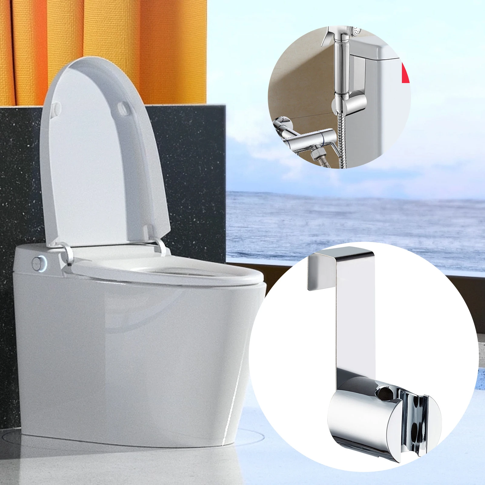 Universal Bidet Sprayer Holder Stainless Steel for Bathroom Toilet Tank No-Drill Hanging Bracket Durable Home Accessories