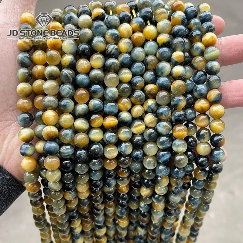 5A Dyed Color Dream Tiger Eyes Beads Natural Stone Smooth Loose Bead For Jewelry Making Bracelet Necklace Handmade Accessory