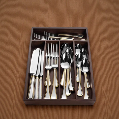 24 Piece Flatware Cutlery Set for 6 18/10 Stainless Steel Silverware Mirror Polished for Housewarming Restaurant Wedding Party
