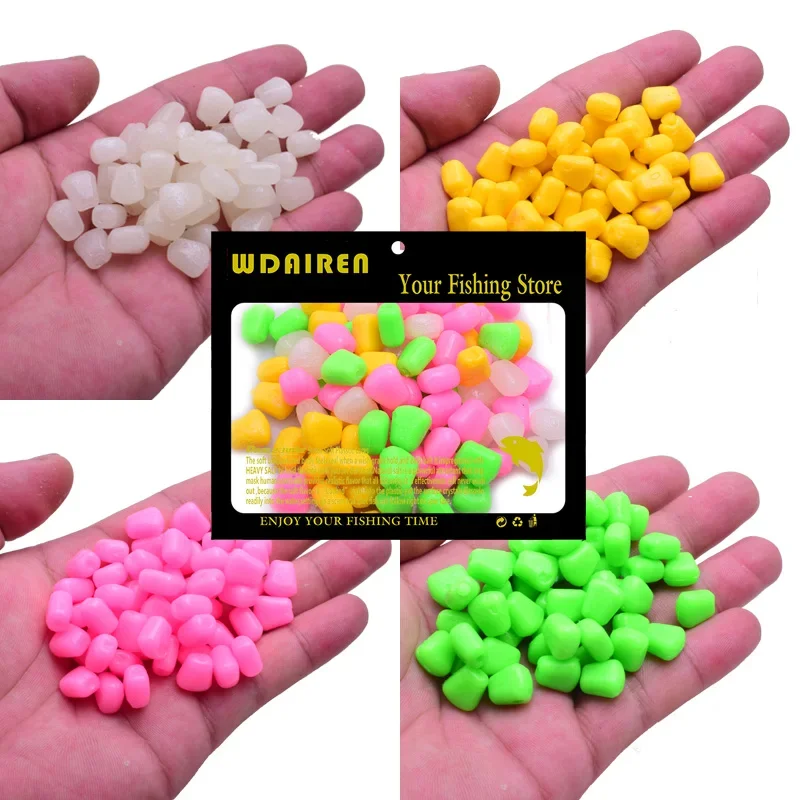 50 or 100 Pcs/Lot Fishing Corn Floating Boilies Flavoured Soft Lure Grass Carp Bait Silicone Soft Plastic Baits Artificial Lures