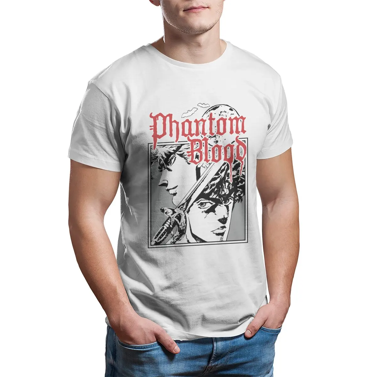 PHANTOM BLOOD printed t-shirt 100% Cotton Original JoJo's Bizarre Adventure Anime Men's clothing Big size Printed t-shirt