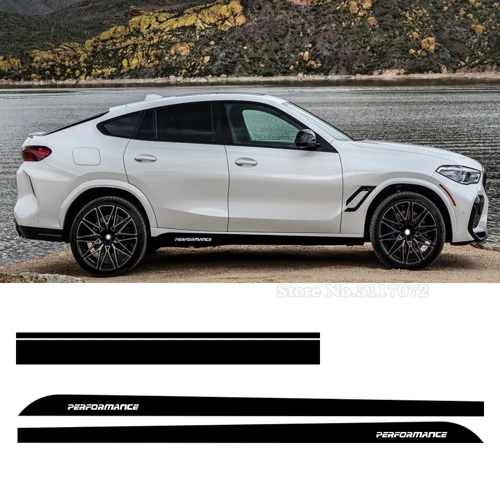 For BMW X6 M F16 F86 G06 M Performance Door Side Stripe Skirt Body DIY Sticker Car Hood Rearview Mirror Bonnet Decal Accessories