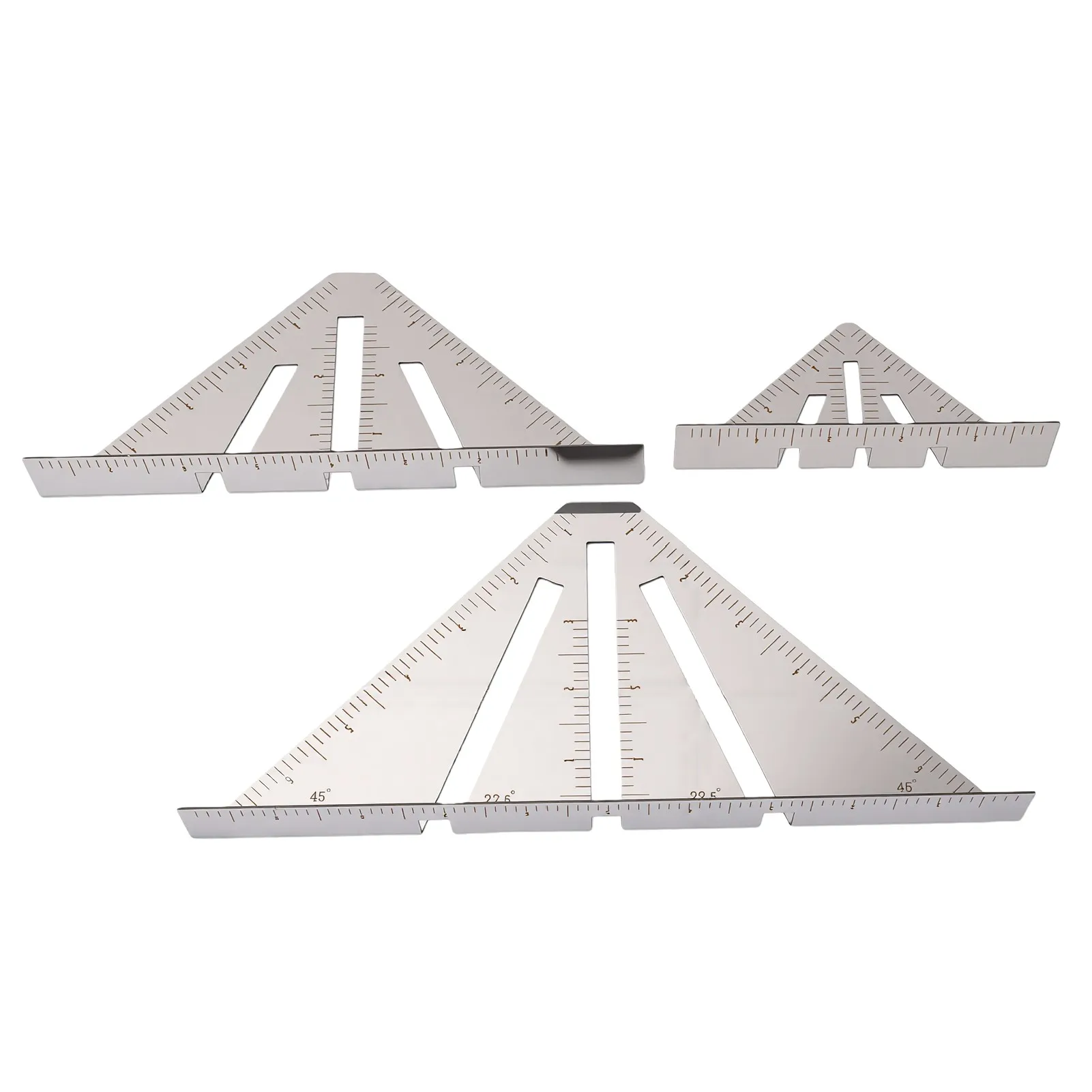 3Pcs Miter Square Ruler Stainless Steel Multi Angle Measuring Ruler Woodworking Square Protractor Carpenter Triangle Ruler