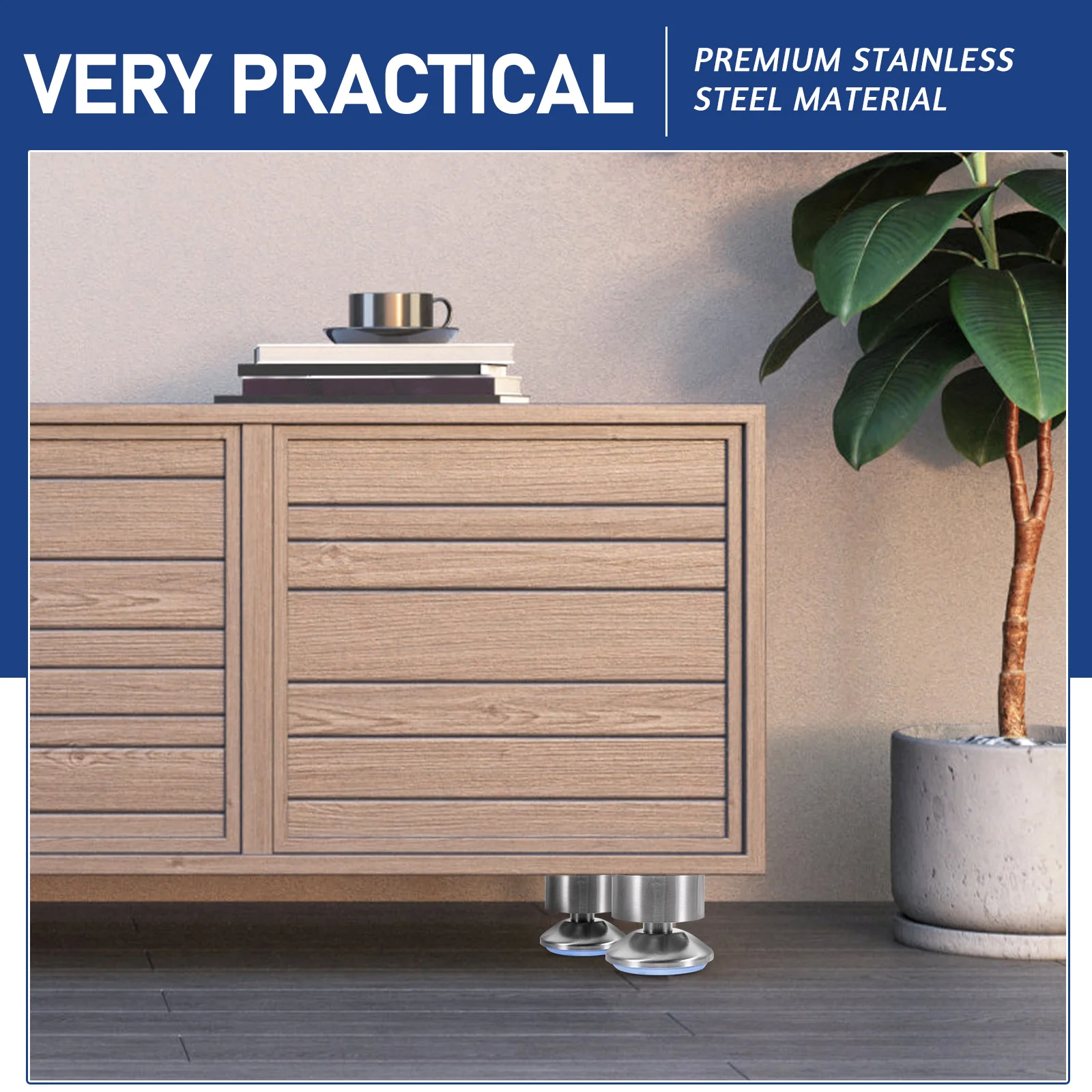

4pcs Adjustable Furniture Feet Durable Non Fading Anti Slip Easy Installing Wear Resistance Corrosion Proof Cabinet Leveler