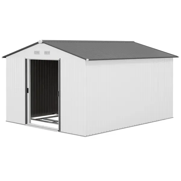 Caseta Metálica para Exteriores de 11x9' con Puerta Corredera y Ventilación para Patio Trasero