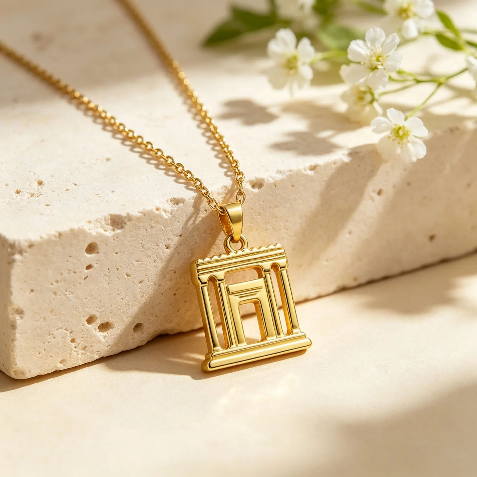 1PC Retro Corrosion Craftsmanship Hollow Temple Pendant Necklace Jerusalem Temple Necklace Stainless Steel Jewish Jewelry Gift