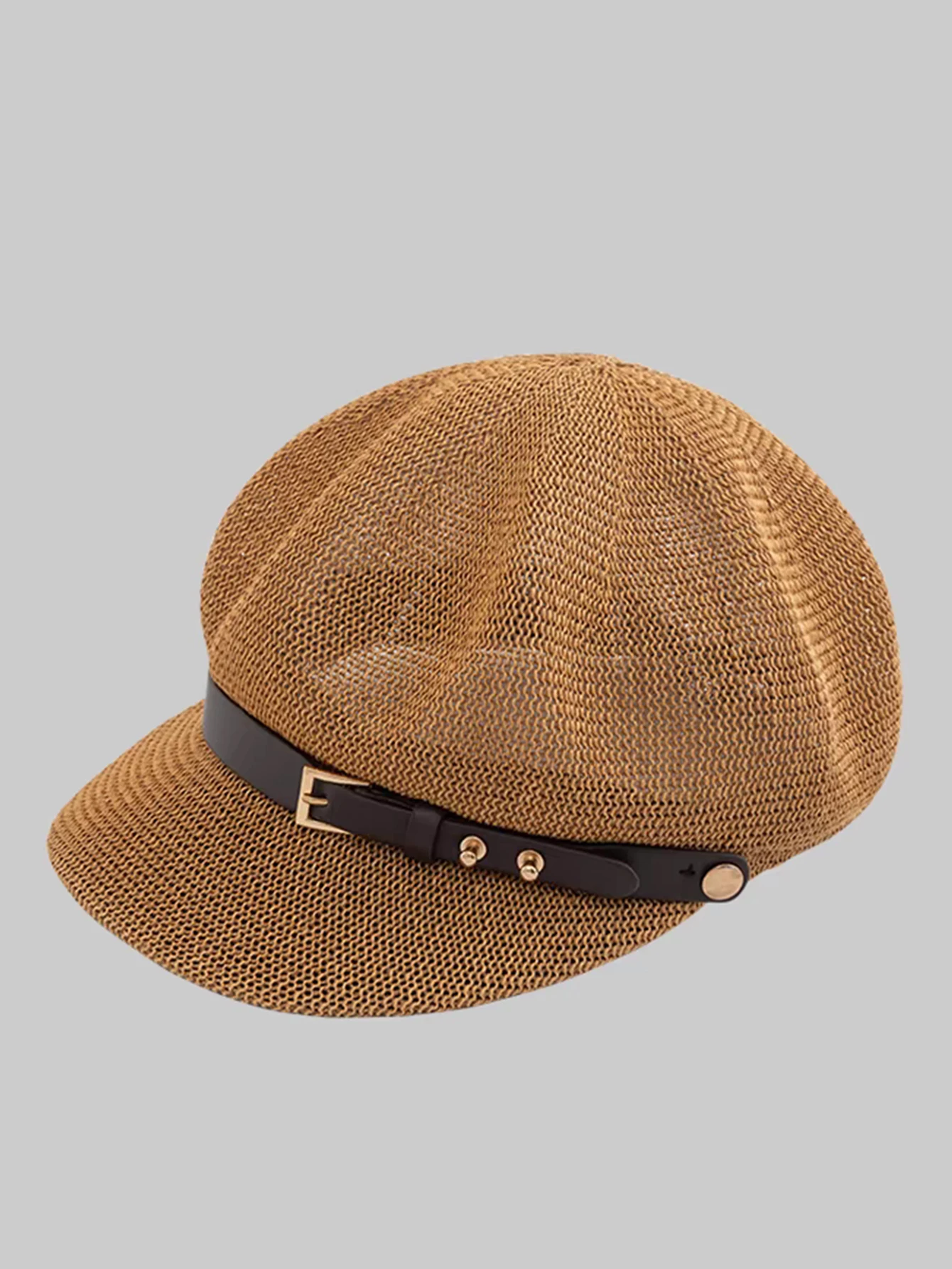 Summer hollow octagonal hat for women, versatile for summer outings, sun protection straw hat, British duck tongue beret