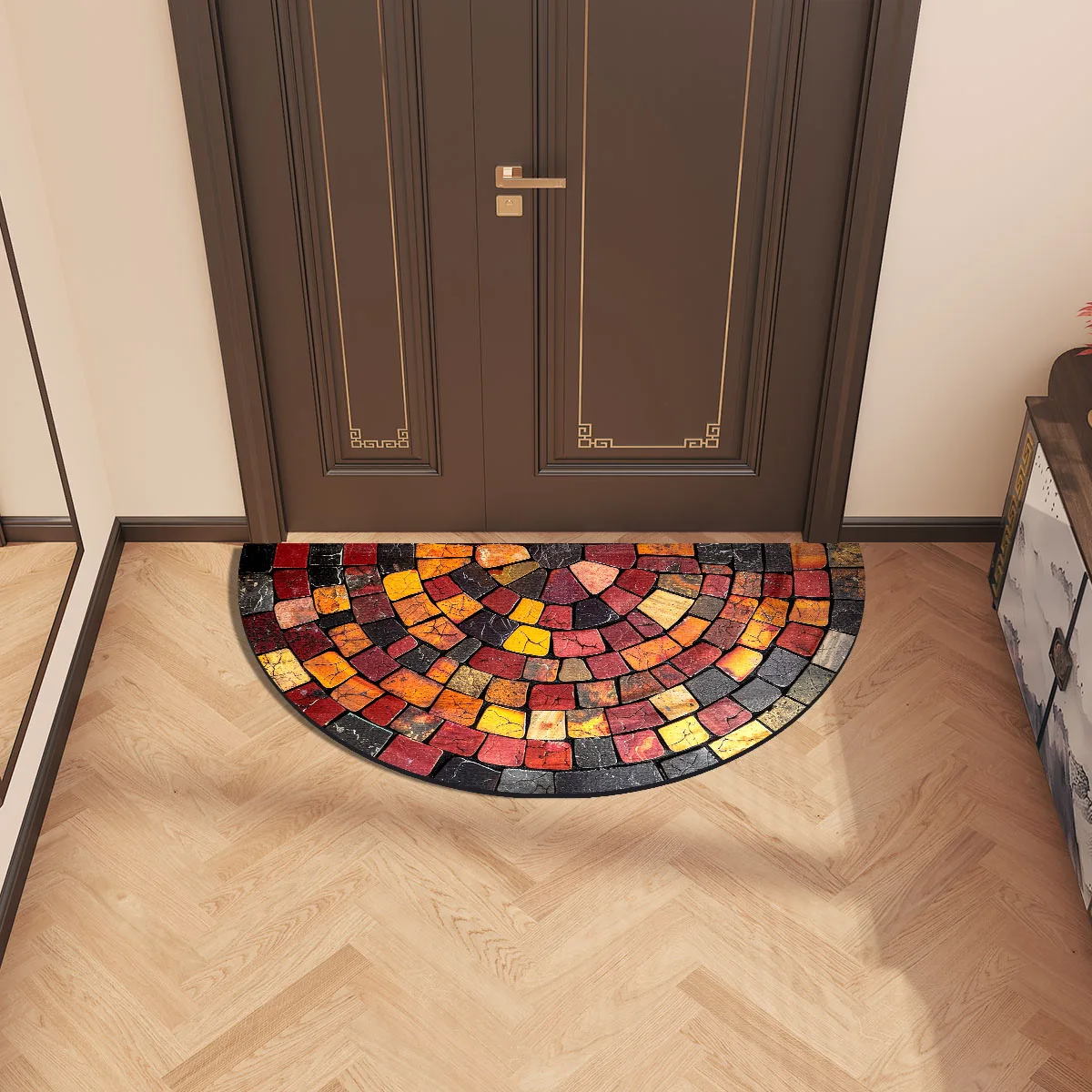 Retro SemiCircle Entrance Doormat Outdoor Indoor Room Area Rugs For Hallway Front Door Mat Bedroom Carpet Custom Washable