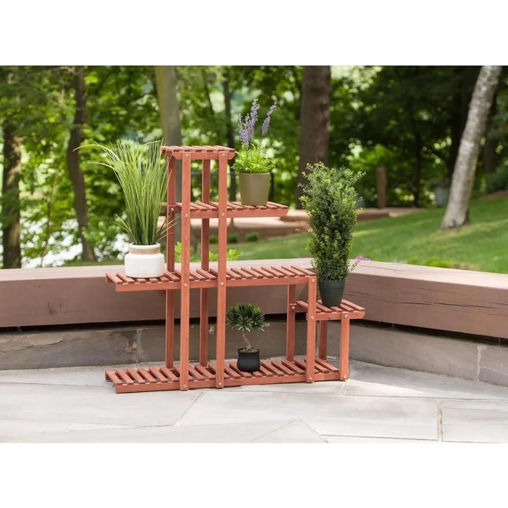 Multi Tier Plant-Stands Stand for Flowers Medium Brown Freight Free Outdoor Furniture