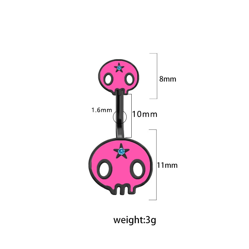 Y2K Body Piercing Jewelry Pink Skull Navel Ring Korean Fashion Charm Star Navel Rings Body Accessories Sexy Punk Harajuku kawaii