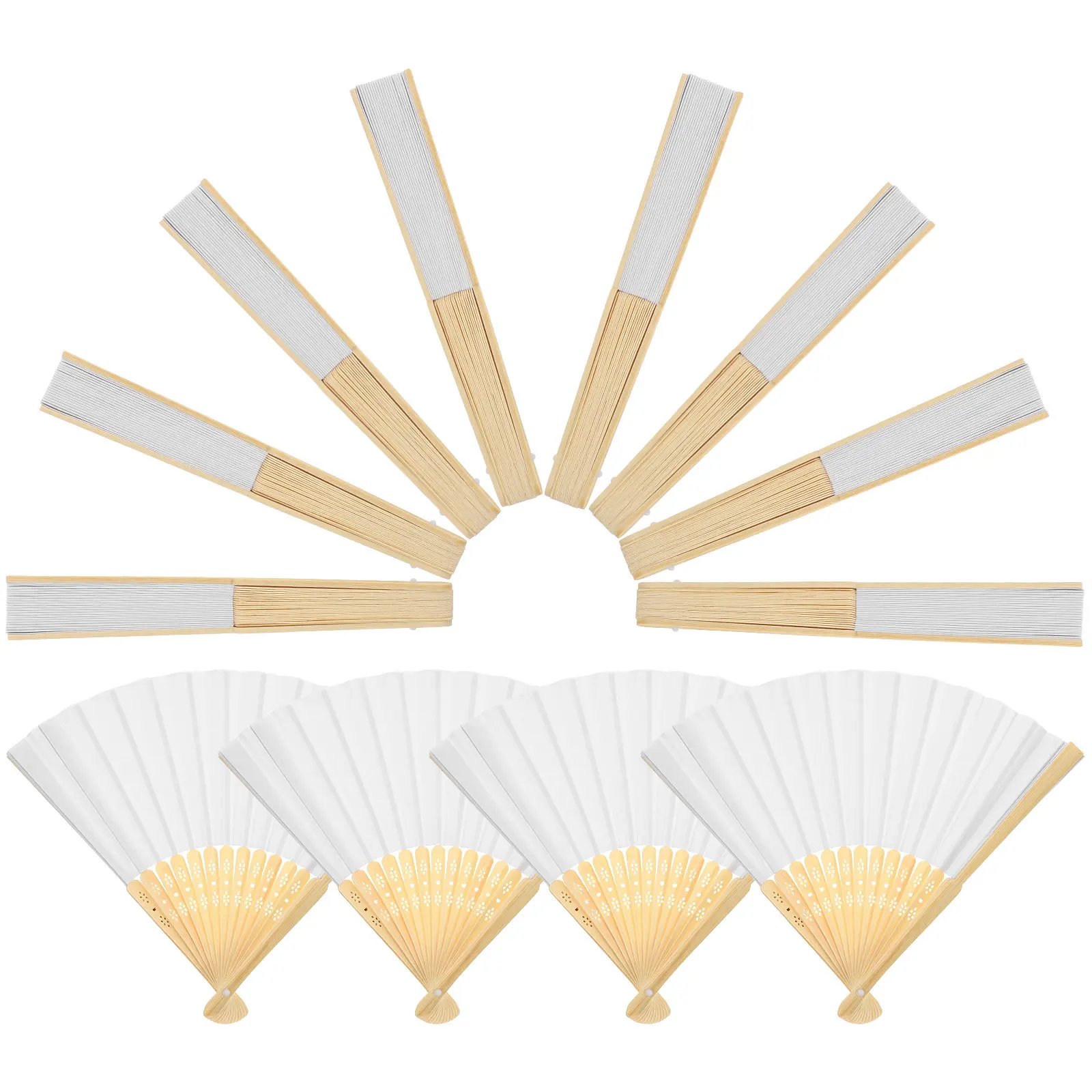 

12Pcs Chinese Handheld Folding Fan Blank Lightweight Portable Fan for Summer Travel Dance Hand Fans for Women Foldable