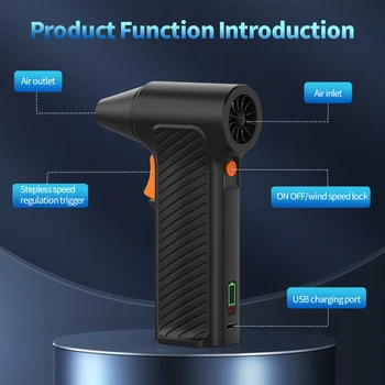 110000RPM Compressed Air Duster Violent Air Blower Turbofan Turbo Jet Fan Brushless Motor Handheld Portable Mini Duct Fan Type-C