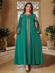 Eid Sequins Muslim Dress for Women Embroidery Party Long Dresses Robe Ramadan Dubai Kaftan Islam Vestidos Jalabiya Dresses 2025